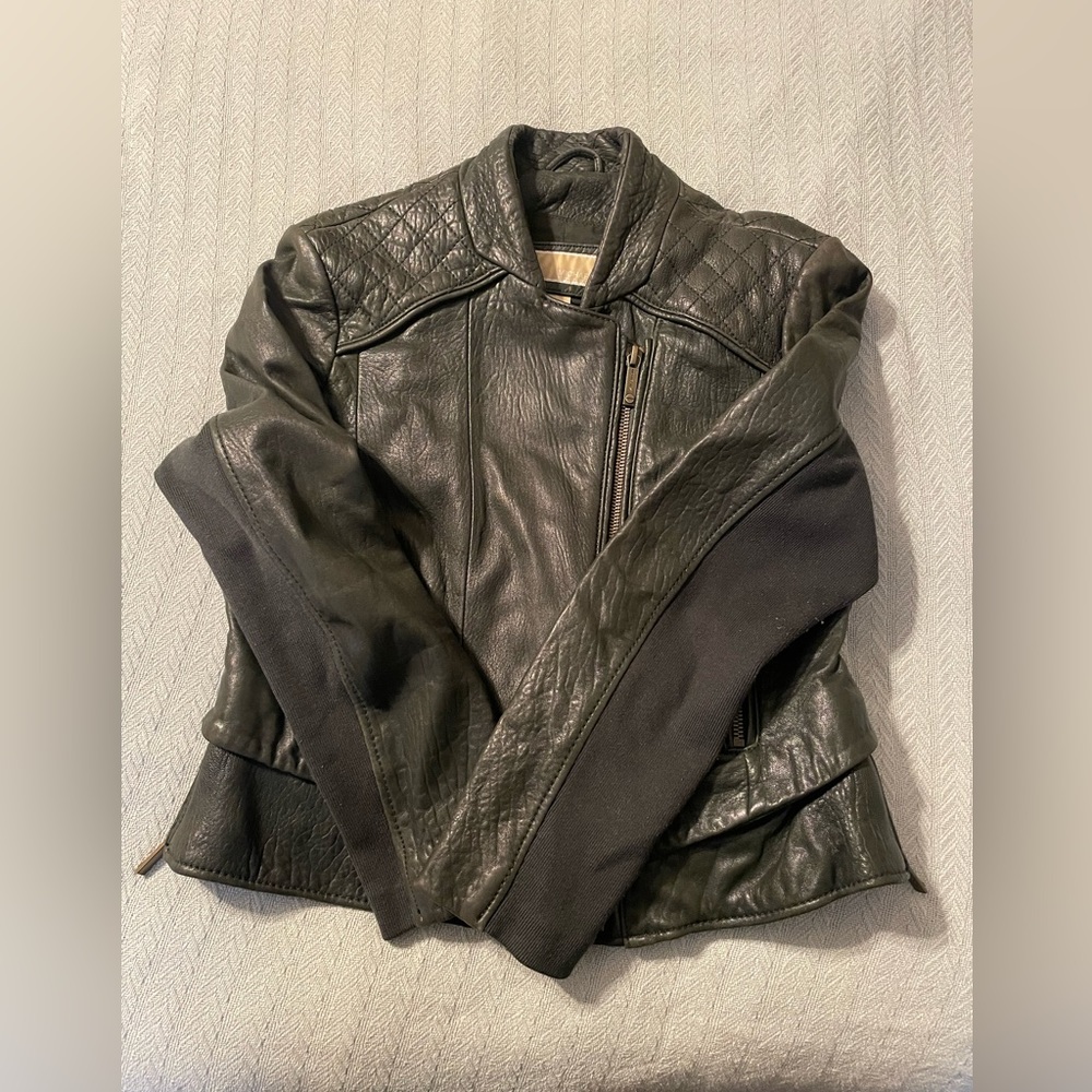 Dark Green Michael Kors leather Jacket (XL)
